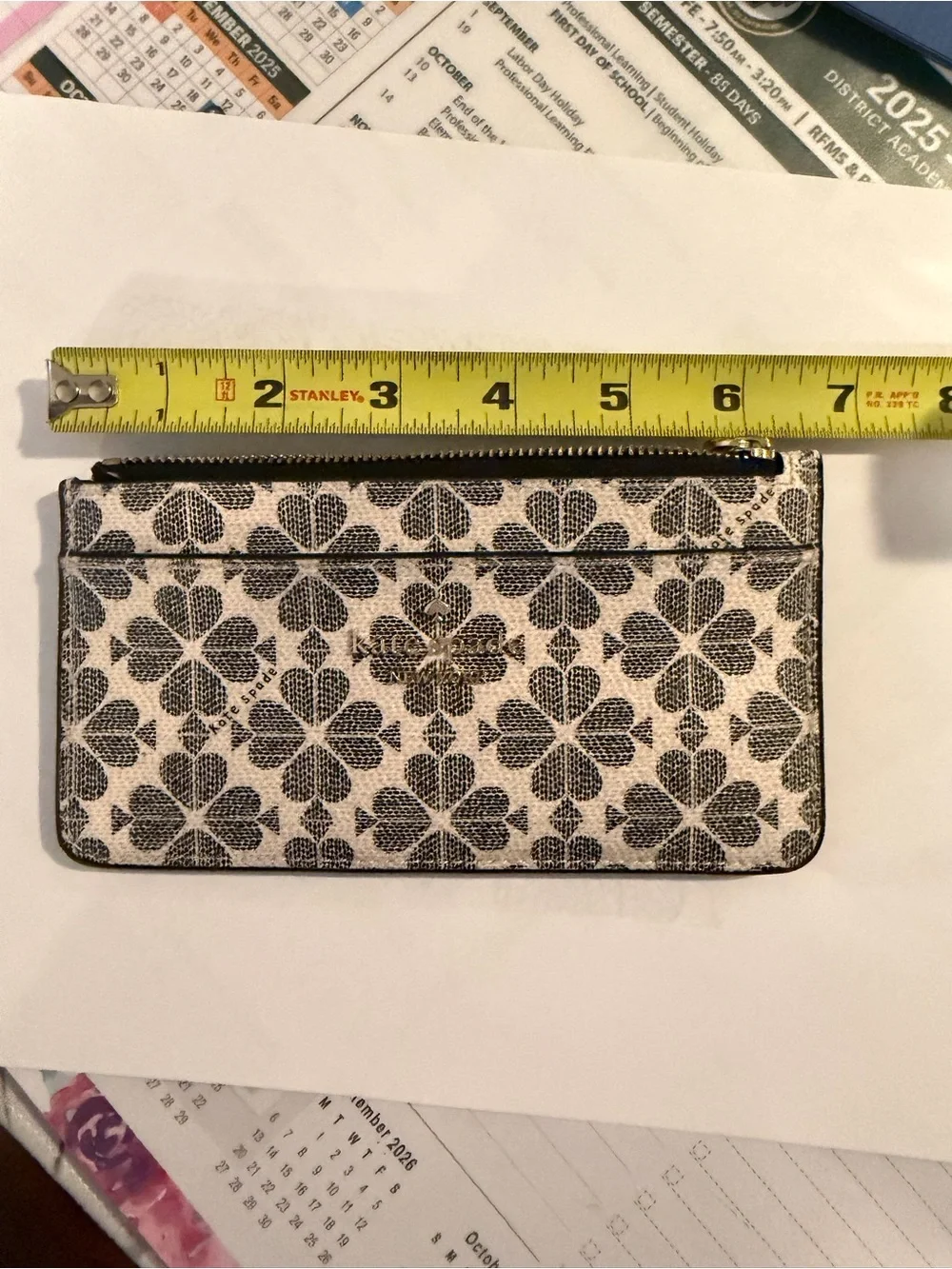 kate spade Black & Cream Floral Zip Card Pouch